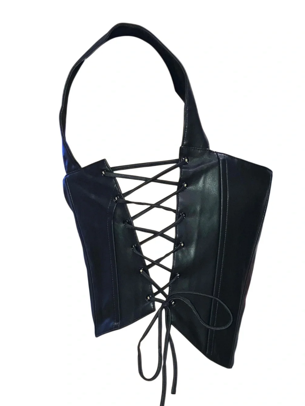 Fashion Nova Side Struttin' Faux Leather Corset Top Black Halloween Sz M NWT